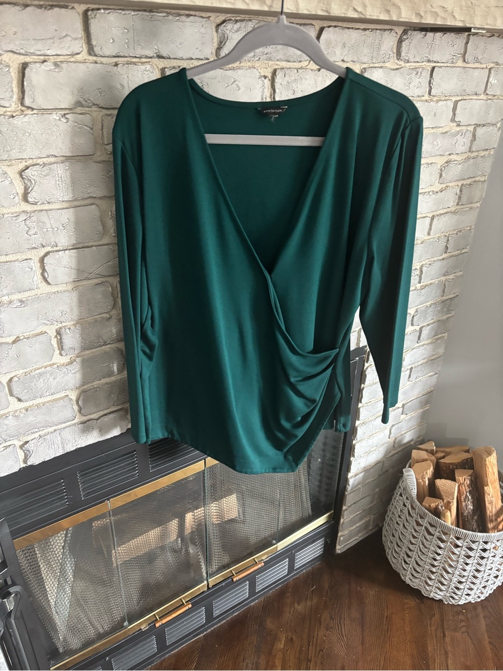 Anne Klein Deep Teal Draped Long Sleeve Top